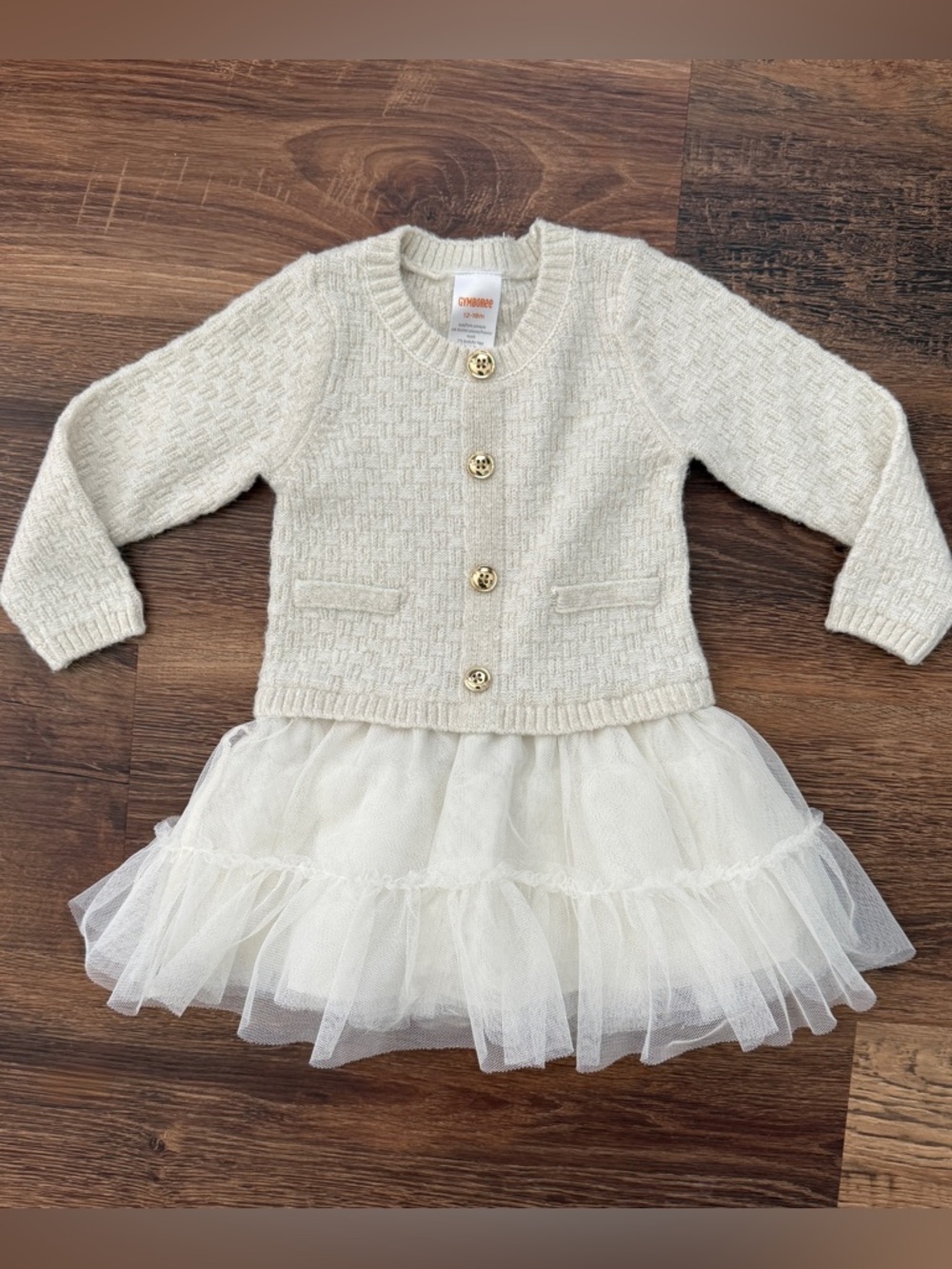 Gymboree Toddler Girls Cream Tweed Tutu Dress - 12-18 months